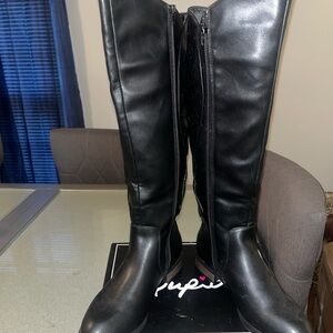Black Knee-High Leather Boots